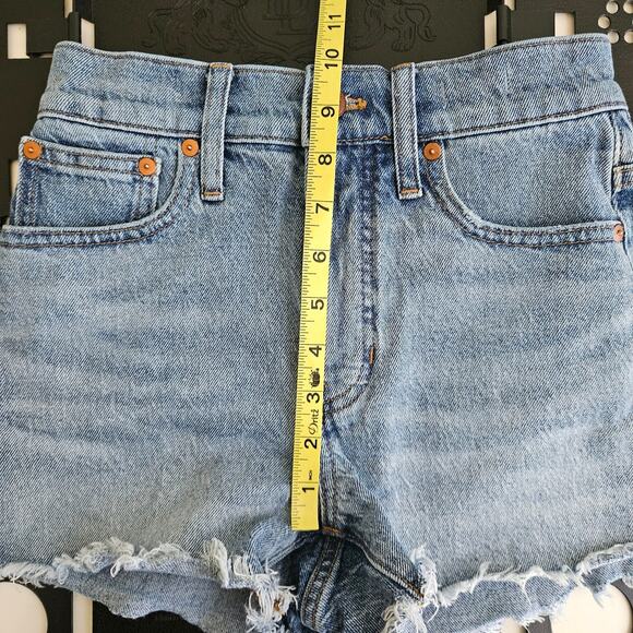 Madewell Blue Denim Cut-Off High Waist Jean Short Shorts | Women's 23 - Picture 6 of 15